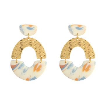 AENSOA 2021 New Korea Fashion Metal Ploymer Clay Long Dangle Drop Earrings for Women Unique Design Geometric Earrings Jewelry daiiibabyyy